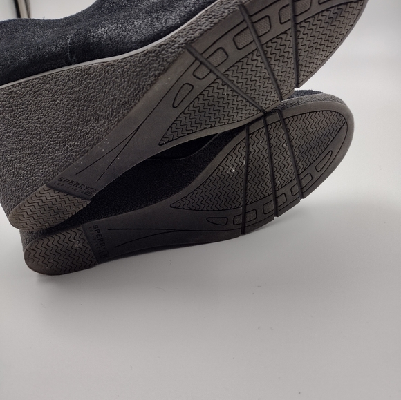 Sperry Top Sider Womens 8M Wedge Bootie Harlow Brook Laceless Ankle Boots Black - Picture 6 of 8